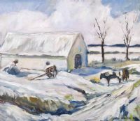 WINTER ON THE FARM by David Johnston at Ross's Online Art Auctions