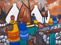 FISHING HAMLET, DONEGAL by J.P. Rooney at Ross's Online Art Auctions