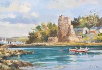 SKETRICK CASTLE, STRANGFORD LOUGH by Colin Gibson at Ross's Online Art Auctions