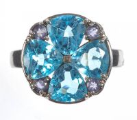 SILVER BLUE TOPAZ & AMETHYST RING at Ross's Online Art Auctions