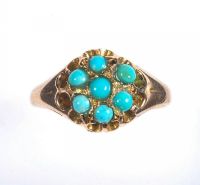 VICTORIAN 15 CT GOLD TURQUOISE FLOWER RING at Ross's Online Art Auctions