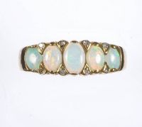 9 CT GOLD OPAL & DIAMOND RING at Ross's Online Art Auctions