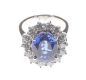 18 CT WHITE GOLD SAPPHIRE & DIAMOND CLUSTER RING at Ross's Online Art Auctions