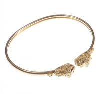 18 CT GOLD DOUBLE LION HEAD TORQUE BANGLE at Ross's Online Art Auctions