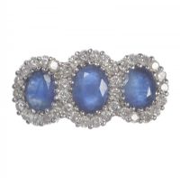18 CT SAPPHIRE & DIAMOND CLUSTER RING at Ross's Online Art Auctions