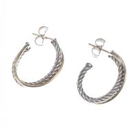 PAIR OF DAVID YURMAN 18 CT YELLOW GOLD & SILVER TWIST HOOP EARRINGS at Ross's Online Art Auctions