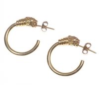 18 CT GOLD HOOP EARRINGS WITH DRAGON HEADS at Ross's Online Art Auctions