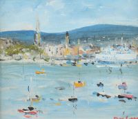 MOORED BOATS by Marie Carroll at Ross's Online Art Auctions