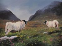 SHEEP IN THE DONEGAL HILLS by Gregory Moore at Ross's Online Art Auctions