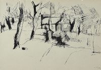 HOUSES THROUGH THE TREES by Tom Carr HRHA HRUA at Ross's Online Art Auctions