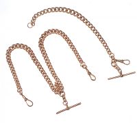 9 CT ROSE GOLD ALBERT CHAIN WITH T BAR & A 9 CT ROSE GOLD ALBERT BRACELET WITH T BAR at Ross's Online Art Auctions