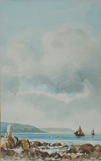 GARRON POINT FROM BALLYGALLY by Rowland Hill RUA at Ross's Online Art Auctions