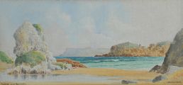 RATHLIN FROM BALLINTOY by George W.  Morrison at Ross's Online Art Auctions