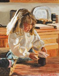 IN THE KITCHEN by Rowland Davidson at Ross's Online Art Auctions