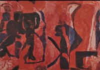 FIGURES ON RED by David Crone RHA RUA at Ross's Online Art Auctions