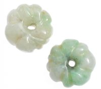 TWO CARVED JADE BEADS at Ross's Online Art Auctions