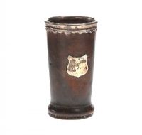 SILVER MOUNTED LEATHER MUG at Ross's Online Art Auctions