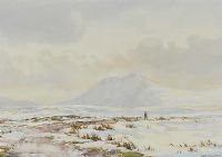 DRIVING SHEEP IN A WINTER LANDSCAPE by Frank Egginton RCA FIAL at Ross's Online Art Auctions