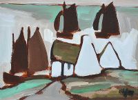 COTTAGES & BOATS by Markey Robinson at Ross's Online Art Auctions