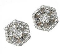 18CT WHITE GOLD AND DIAMOND CLUSTER EARRINGS at Ross's Online Art Auctions