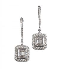 18CT WHITE GOLD DIAMOND CLUSTER DROP EARRINGS at Ross's Online Art Auctions