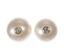 18CT WHITE GOLD STUD EARRINGS WITH PEARL AND DIAMOND at Ross's Online Art Auctions