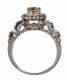 14CT WHITE GOLD COGNAC AND WHITE DIAMOND CLUSTER RING at Ross's Online Art Auctions