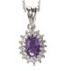 18CT WHITE GOLD AMETHYST AND DIAMOND CLUSTER PENDANT at Ross's Online Art Auctions