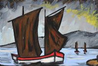 THE RED FISHING BOAT by Irish School at Ross's Online Art Auctions