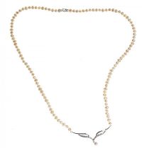 CULTURED PEARL NECKLACE WITH 9CT WHITE GOLD AND DIAMOND DETAILING at Ross's Online Art Auctions
