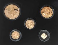 GOLD PROOF SOVEREIGN FIVE COIN COLLECTION at Ross's Online Art Auctions