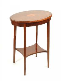 INLAID OVAL OCCASIONAL TABLE at Ross's Online Art Auctions