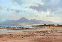 THE MOURNES FROM TYRELLA BEACH by David Long UWS at Ross's Online Art Auctions