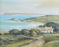 COTTAGE AT WHITEPARK BAY, COUNTY ANTRIM by Frank Fitzsimons at Ross's Online Art Auctions