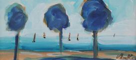 TREES BY THE COAST by Markey Robinson at Ross's Online Art Auctions