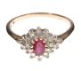 9CT GOLD DIAMOND AND RUBY CLUSTER RING at Ross's Online Art Auctions