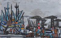 BELFAST DOCKS by Markey Robinson at Ross's Online Art Auctions