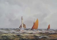 SAILING OFF THE LIGHTHOUSE by Hamilton Sloan at Ross's Online Art Auctions