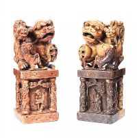 PAIR OF CARVED SOAPSTONE FIGURES at Ross's Online Art Auctions
