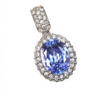 18CT WHITE GOLD TANZANITE AND DIAMOND PENDANT at Ross's Online Art Auctions