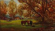 HORSES GRAZING by James Longmuir at Ross's Online Art Auctions