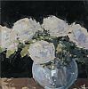 STILL LIFE - WHITE ROSES IN A BLUE VASE by Vivek Mandalia at Ross's Online Art Auctions