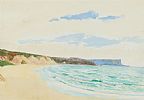 BEACH ON THE ANTRIM COAST by Jose Irwin at Ross's Online Art Auctions