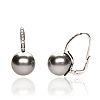 18CT WHITE GOLD TAHITIAN PEARL & DIAMOND EARRINGS at Ross's Online Art Auctions