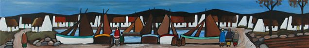 IRISH FISHING VILLAGE by Mary Lou at Ross's Online Art Auctions