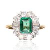 18CT GOLD & PLATINUM EMERALD & DIAMOND RING at Ross's Online Art Auctions