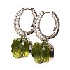 STERLING SILVER GREEN AMETHYST & CUBIC ZIRCONIA EARRINGS at Ross's Online Art Auctions