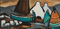 MENDING THE NETS, DONEGAL by Patrick Murphy at Ross's Online Art Auctions