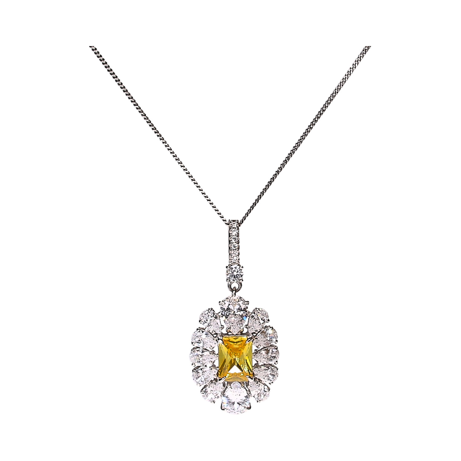 STERLING SILVER YELLOW STONE NECKLACE at Ross's Online Art Auctions