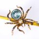 9CT GOLD, AQUAMARINE & SEED PEARL SPIDER BAR BROOCH at Ross's Online Art Auctions